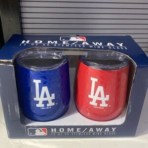 ⚾️LA Dodgers  2 Pack Stemless Wine Glass Tumblers, 12 oz with lid